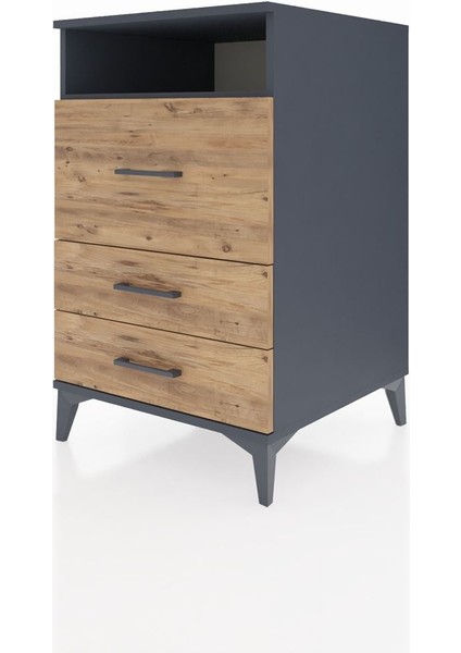 Kronos Komodin Tek Raflı 3 Çekmeceli 60X59X96 Antrasit-Çam modelleri