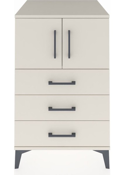 Kronos Komodin Tek Raflı 3 Çekmeceli 2 Kapaklı 60X59X96 Aytaşı-Aytaşı