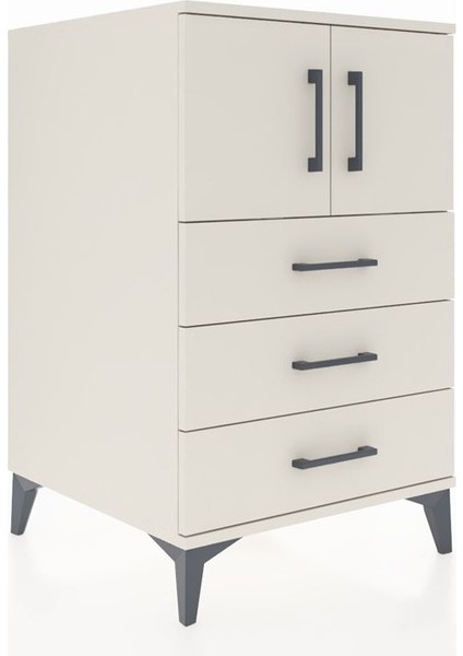 Kronos Komodin Tek Raflı 3 Çekmeceli 2 Kapaklı 60X59X96 Aytaşı-Aytaşı fiyatları