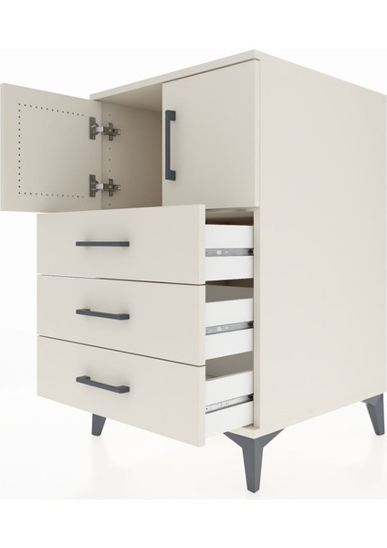 Kronos Komodin Tek Raflı 3 Çekmeceli 2 Kapaklı 60X59X96 Aytaşı-Aytaşı indirimleri