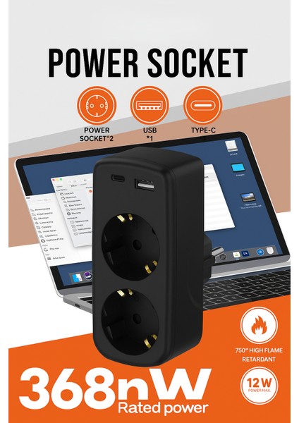 Çoklu Priz Yüksek Gerilim Korumalı 2'li Priz 1xusb 1xtype-C Çıkışlı Grup Priz Çoğaltıcı fırsatları
