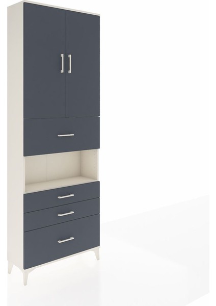 Arges Dolap 4 Raflı 4 Çekmeceli 2 Kapaklı 88X30X243 Aytaşı-Antrasit fiyatları