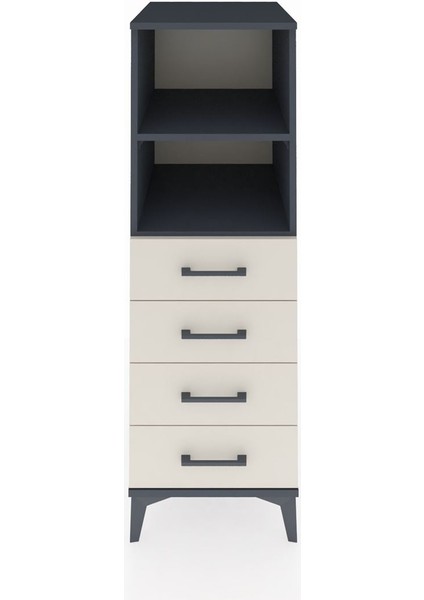 Kronos Dolap 2 Raflı 4 Çekmeceli 44X59X134 Antrasit-Aytaşı
