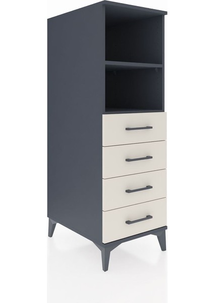 Kronos Dolap 2 Raflı 4 Çekmeceli 44X59X134 Antrasit-Aytaşı fiyatları