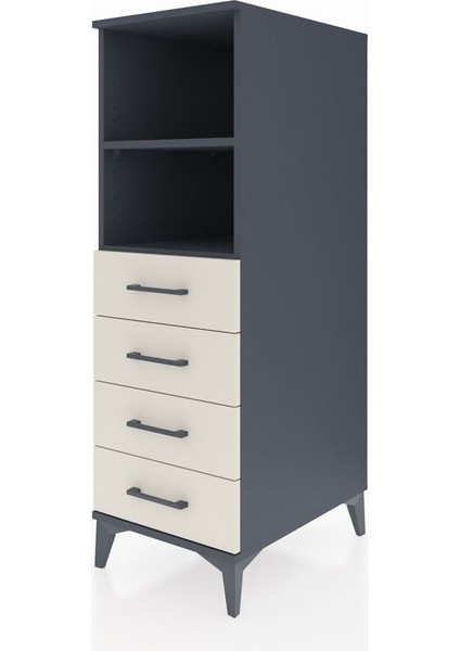 Kronos Dolap 2 Raflı 4 Çekmeceli 44X59X134 Antrasit-Aytaşı modelleri