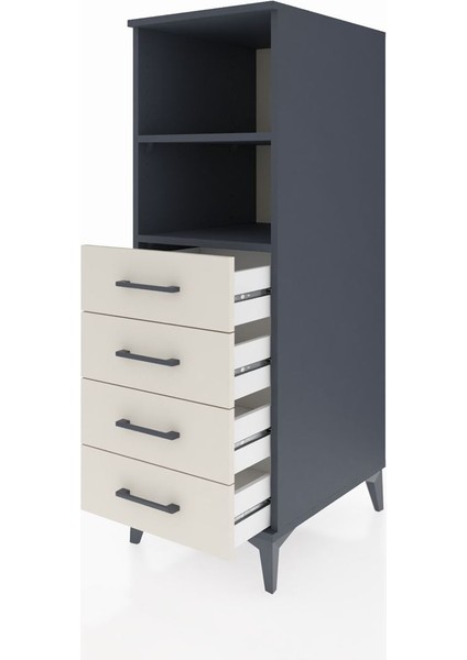 Kronos Dolap 2 Raflı 4 Çekmeceli 44X59X134 Antrasit-Aytaşı fırsatları