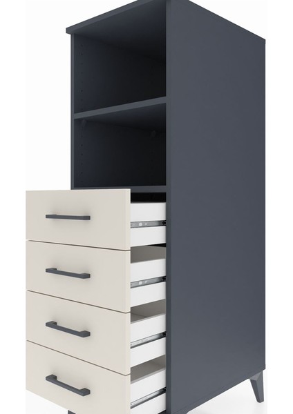 Kronos Dolap 2 Raflı 4 Çekmeceli 44X59X134 Antrasit-Aytaşı indirimleri