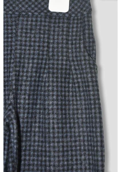 Kız Çocuk Kışlık Kareli Beli Lastikli Cepli Pileli Palazzo Pantolon - 1019K fiyatları