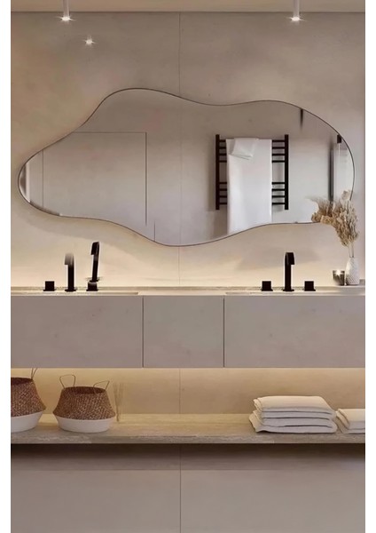 Kapadokya Asimetrik Çerçeveli Modern Duvar Aynası, Dresuar Boy Aynası