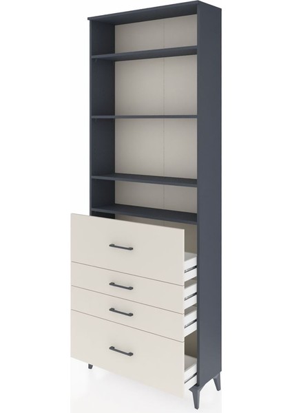 Arges Dolap 4 Raflı 4 Çekmeceli 88X30X243 Antrasit-Aytaşı fırsatları