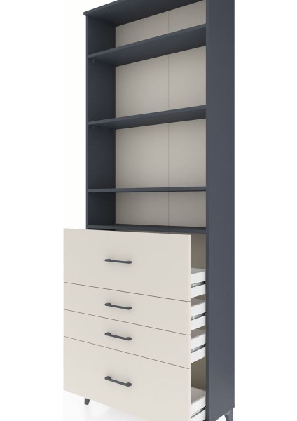Arges Dolap 4 Raflı 4 Çekmeceli 88X30X243 Antrasit-Aytaşı indirimleri