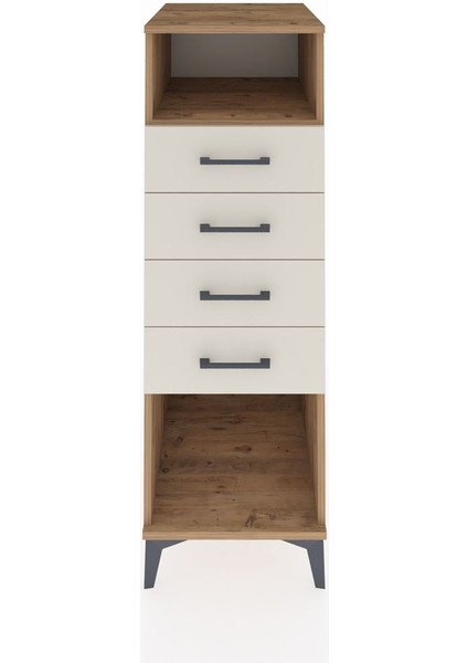 Kronos Dolap Tek Raflı 4 Çekmeceli 44X59X134 Çam-Aytaşı