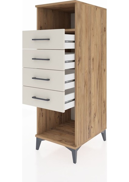 Kronos Dolap Tek Raflı 4 Çekmeceli 44X59X134 Çam-Aytaşı fırsatları