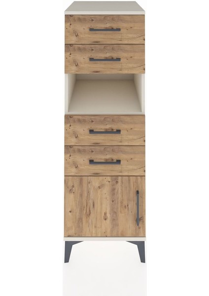 Kronos Dolap Tek Raflı 4 Çekmeceli Tek Kapaklı 44X59X134 Aytaşı-Çam