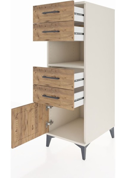 Kronos Dolap Tek Raflı 4 Çekmeceli Tek Kapaklı 44X59X134 Aytaşı-Çam fırsatları