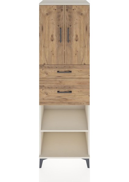 Hyperion Dolap 4 Raflı 2 Çekmeceli 2 Kapaklı 60X44X195 Aytaşı-Çam