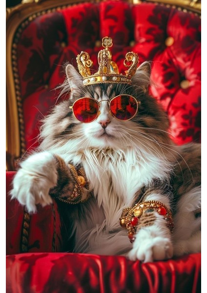 Kral Kedi 1 Ev Duvar Salon Güzellik Salonu Ofis Dükkan Dekarasyon Kanvas Tablo fiyatları