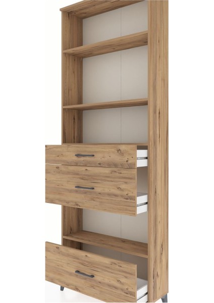 Arges Dolap 4 Raflı 3 Çekmeceli 88X30X243 Çam-Çam indirimleri