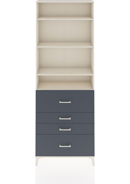 Arges Dolap 4 Raflı 4 Çekmeceli 88X30X243 Aytaşı-Antrasit