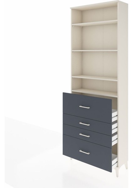Arges Dolap 4 Raflı 4 Çekmeceli 88X30X243 Aytaşı-Antrasit fırsatları