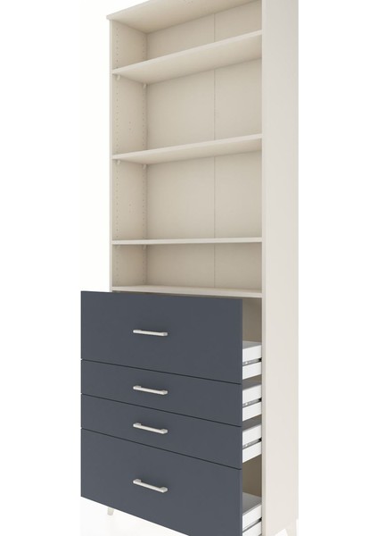 Arges Dolap 4 Raflı 4 Çekmeceli 88X30X243 Aytaşı-Antrasit indirimleri
