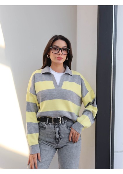 Polo Yaka Çizgili Kazak fırsatları