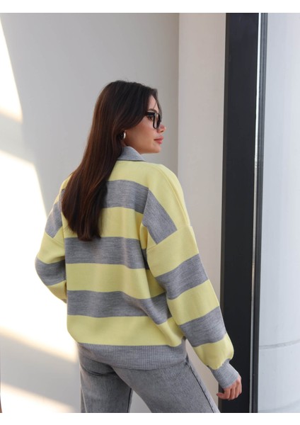 Polo Yaka Çizgili Kazak indirimleri