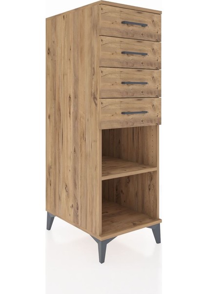 Kronos Dolap Tek Raflı 4 Çekmeceli 44X59X134 Çam-Çam fiyatları