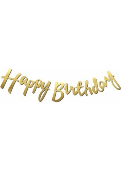 Happy Bırthday Gold Kaligrafi Yazı 110 cm
