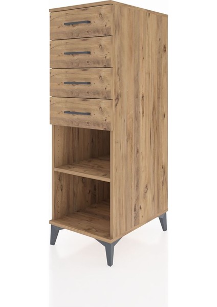 Kronos Dolap Tek Raflı 4 Çekmeceli 44X59X134 Çam-Çam modelleri