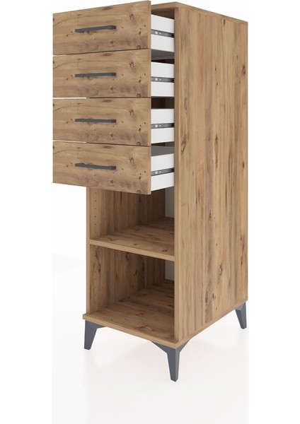 Kronos Dolap Tek Raflı 4 Çekmeceli 44X59X134 Çam-Çam fırsatları