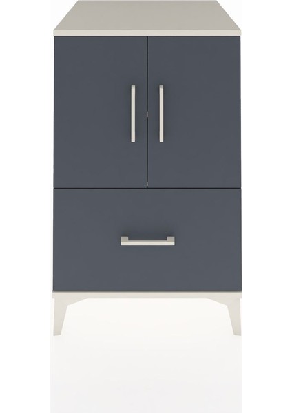 Kronos Komodin 2 Raflı Tek Çekmeceli 2 Kapaklı 60X59X96 Aytaşı-Antrasit