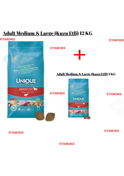 Adult Medium & Large (Kuzu Etli) 12KG +3 kg