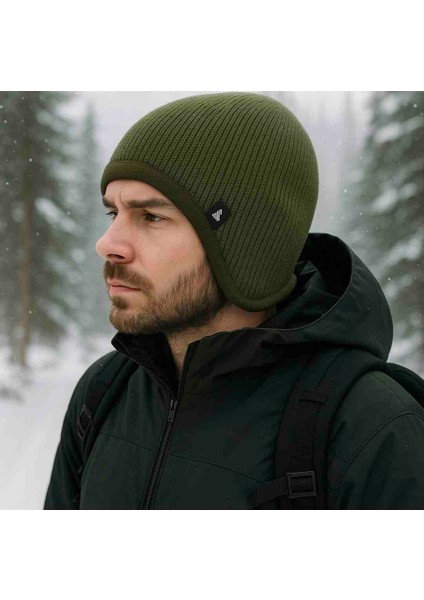 Kulak Kapama Detaylı Bere Haki