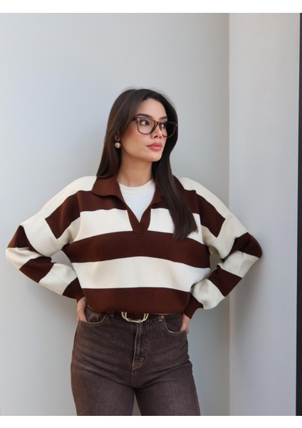 Polo Yaka Çizgili Kazak fiyatları