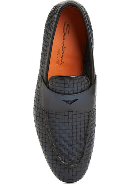 Lacivert Desenli Erkek Deri Loafer fırsatları