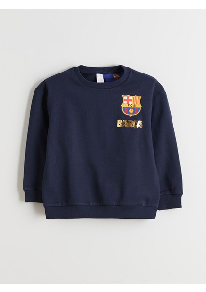 Yeni Sezon Bisiklet Yaka Barcelona Baskılı Erkek Çocuk Sweatshirt fiyatları