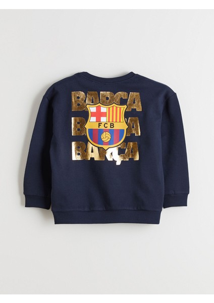 Yeni Sezon Bisiklet Yaka Barcelona Baskılı Erkek Çocuk Sweatshirt fırsatları