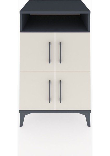 Kronos Komodin 2 Raflı 4 Kapaklı 60X59X96 Antrasit-Aytaşı