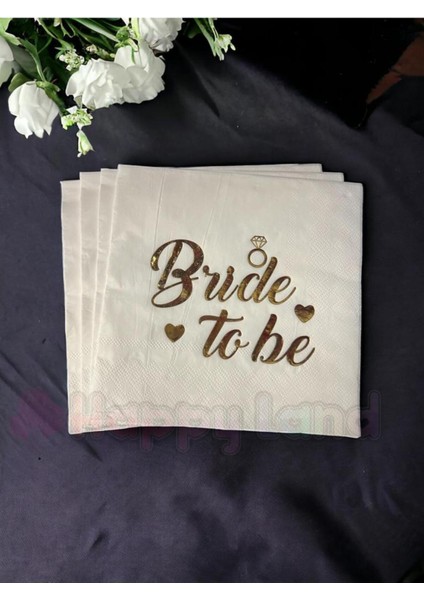 Gold Bride To Be Yüzüklü Parti Peçetesi 16'lı Varaklı Gold Bride Parti Sunum Peçetesi