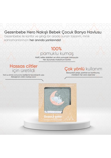 Hero Elephant Nakışlı Bebek Banyo Havlusu 70 x 140 cm fiyatları