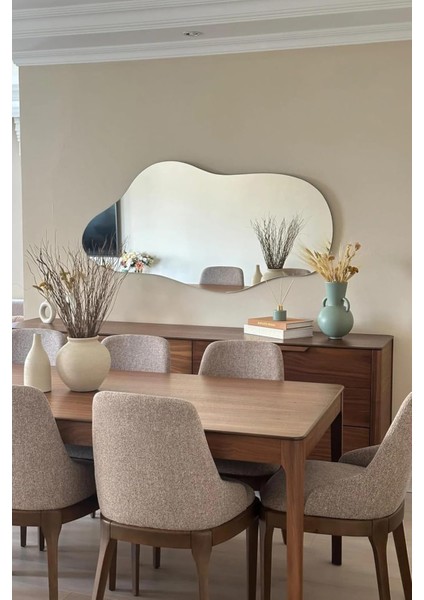 Kapadokya Asimetrik Ahşap Çerçeveli Modern Duvar Aynası, Dresuar Boy Aynası fırsatları