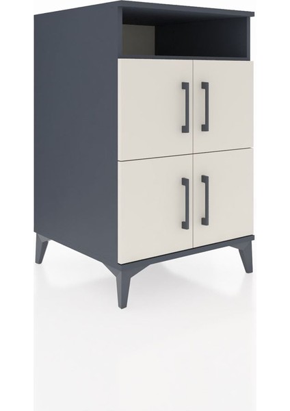 Kronos Komodin 2 Raflı 4 Kapaklı 60X59X96 Antrasit-Aytaşı fiyatları