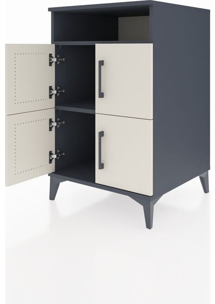 Kronos Komodin 2 Raflı 4 Kapaklı 60X59X96 Antrasit-Aytaşı fırsatları