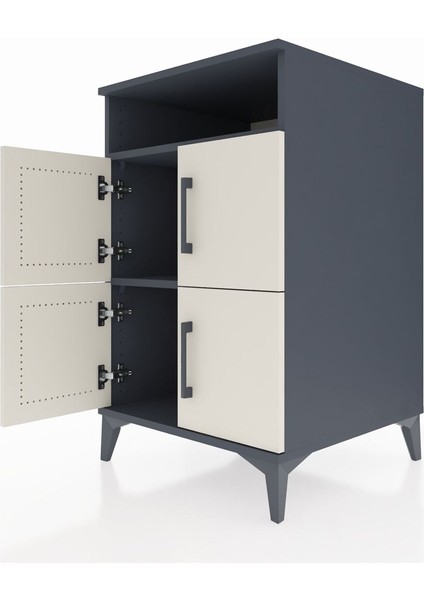 Kronos Komodin 2 Raflı 4 Kapaklı 60X59X96 Antrasit-Aytaşı indirimleri