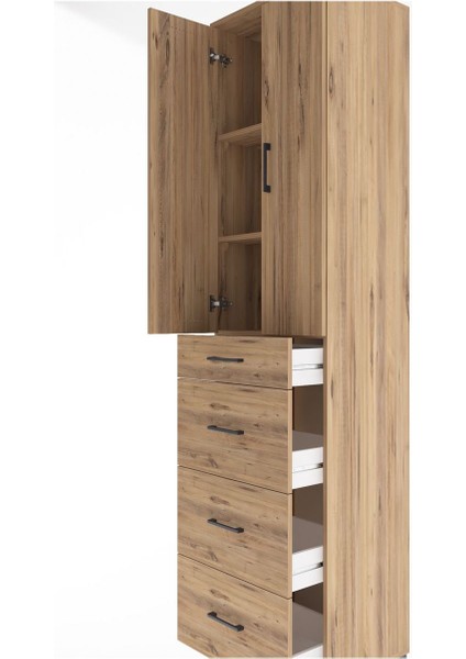 Hyperion Dolap 3 Raflı 4 Çekmeceli 2 Kapaklı 60X44X243 Çam-Çam indirimleri