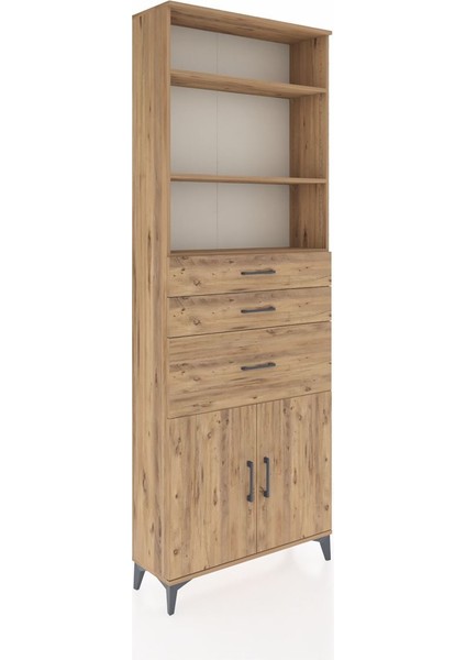 Arges Dolap 4 Raflı 3 Çekmeceli 2 Kapaklı 88X30X243 Çam-Çam fiyatları