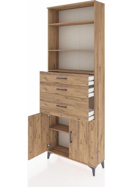 Arges Dolap 4 Raflı 3 Çekmeceli 2 Kapaklı 88X30X243 Çam-Çam fırsatları