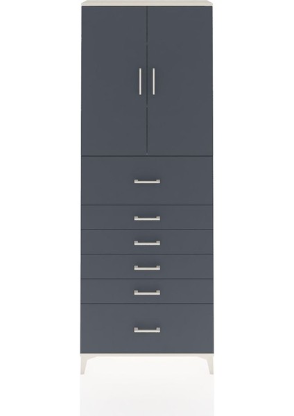 Arges Dolap 3 Raflı 6 Çekmeceli 2 Kapaklı 88X30X243 Aytaşı-Antrasit