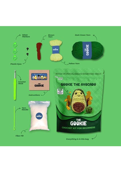 Amigurumi Avokado Tığ Kiti,amigurumi Örgü Seti,oyuncak Örgü